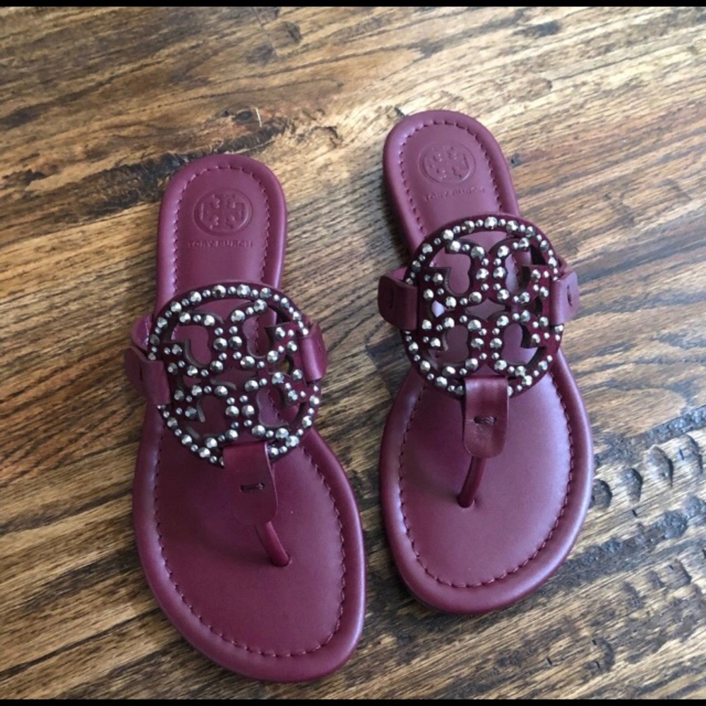 New Tory Burch Embellished Miller Sandals
